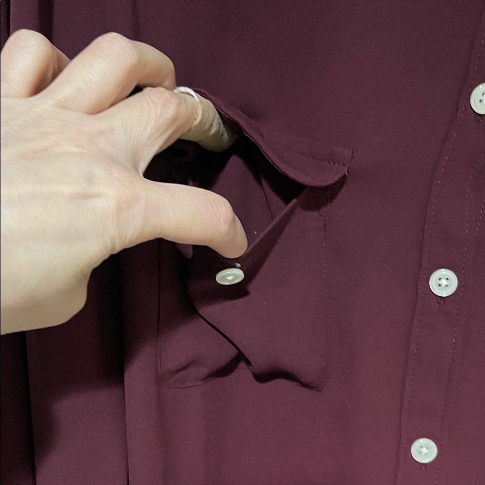 NWOT LOFT Beautiful Women's Burgundy Button Up Blouse Very Soft To Touch SZ M - Picture 8 of 11